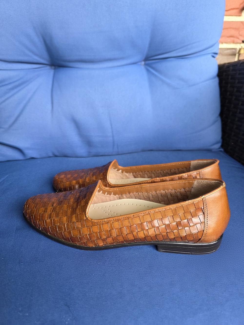 Trotters Basketweave Leather Comfort Loafers Flats 7 Superslim Narrow